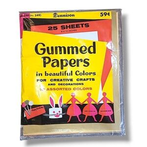 Vintage Dennison Gummed Paper 25 Sheets 8x10 NOS Craft Paper Sealed